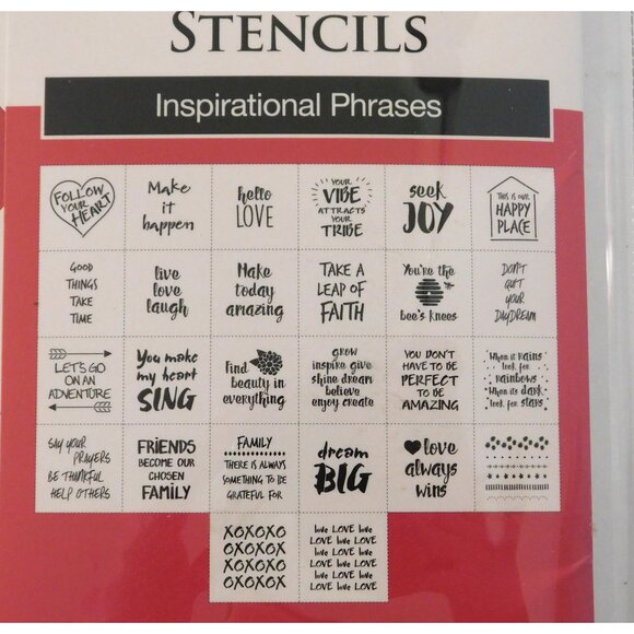 FolkArt Inspirational Phrases Stencils Value Pack 41 Designs 26 Piece 12 x 12 in - Picture 3 of 7